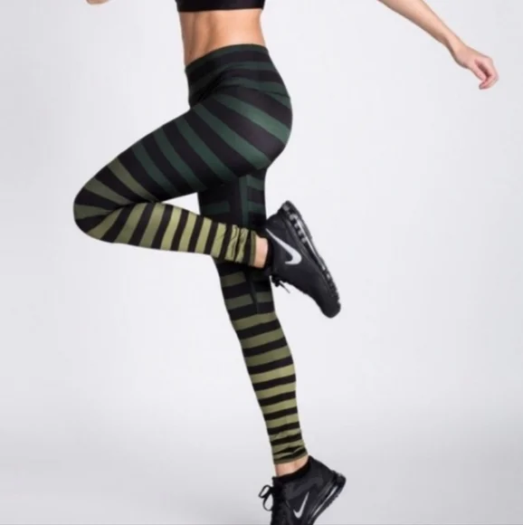 Maranda Stripe Sneaker Length Legging, Green Ombre 🪞